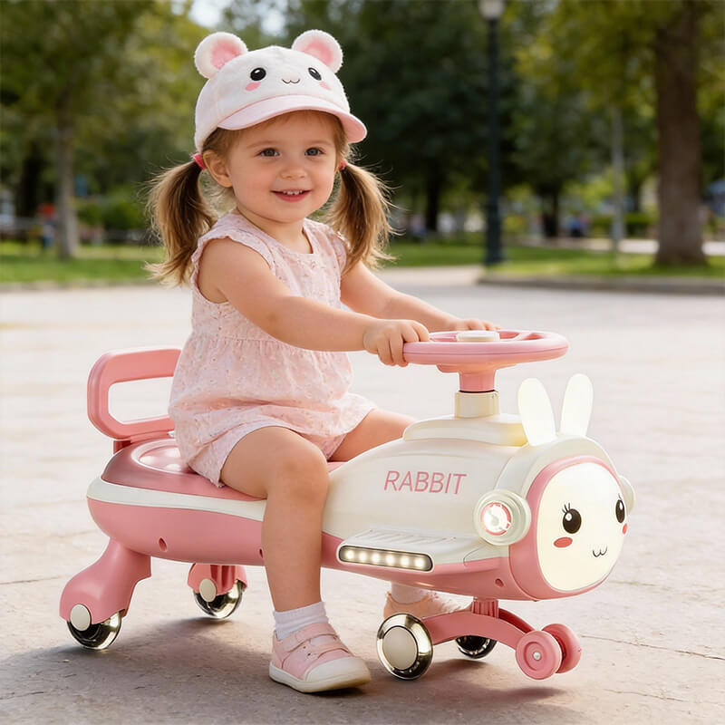 Cute Wiggle Car 360° Rotation Safe Anti-rollover Design with Enlarged Seats For Kids