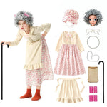 Old Lady Costume for Kids 100 Days of School Grandma Costume Full Set