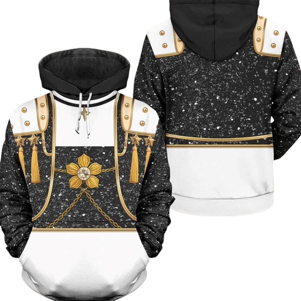 Golden Hoodie and Pants Outfit Pop Star Performance Set Everyday Casual Streetwear