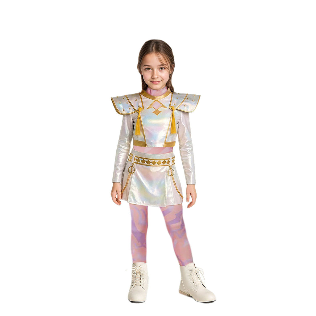Pop Idol Costume White PU Leather Outfit Stage Performance Dress for Halloween Cosplay
