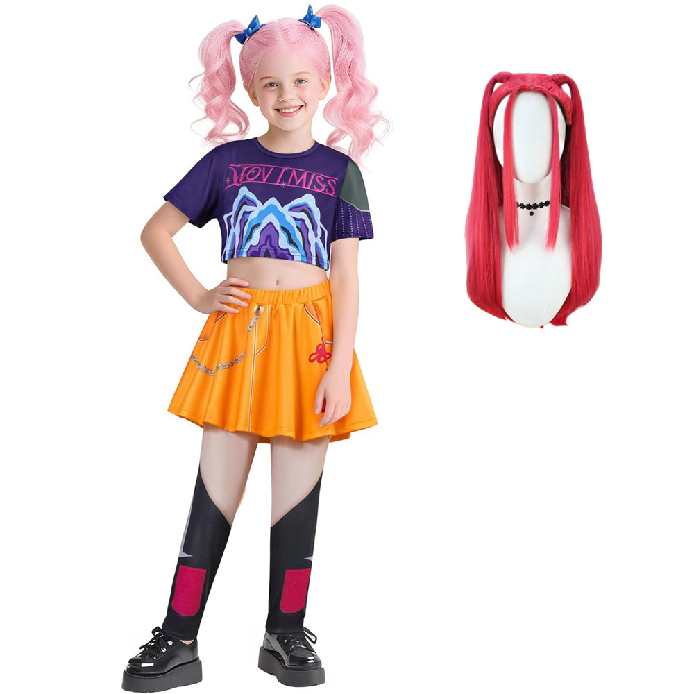 Girls Cosplay Outfit Pop Star T-shirt Leggings 3pcs Outift for Halloween Party