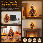 2pcs DIY Beaded Glow Tree Kit Halloween Tabletop Decor with LED Lights and Charms For Halloween Christmas