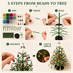 2pcs DIY Beaded Glow Tree Kit Halloween Tabletop Decor with LED Lights and Charms For Halloween Christmas