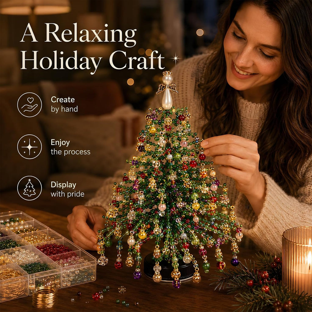 2pcs DIY Beaded Glow Tree Kit Halloween Tabletop Decor with LED Lights and Charms For Halloween Christmas