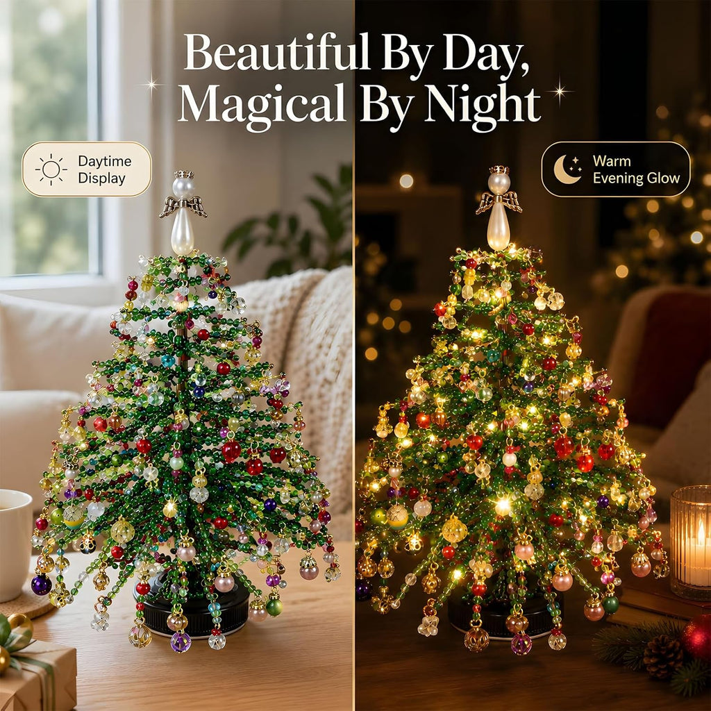 2pcs DIY Beaded Glow Tree Kit Halloween Tabletop Decor with LED Lights and Charms For Halloween Christmas