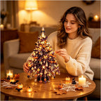 2pcs DIY Beaded Glow Tree Kit Halloween Tabletop Decor with LED Lights and Charms For Halloween Christmas