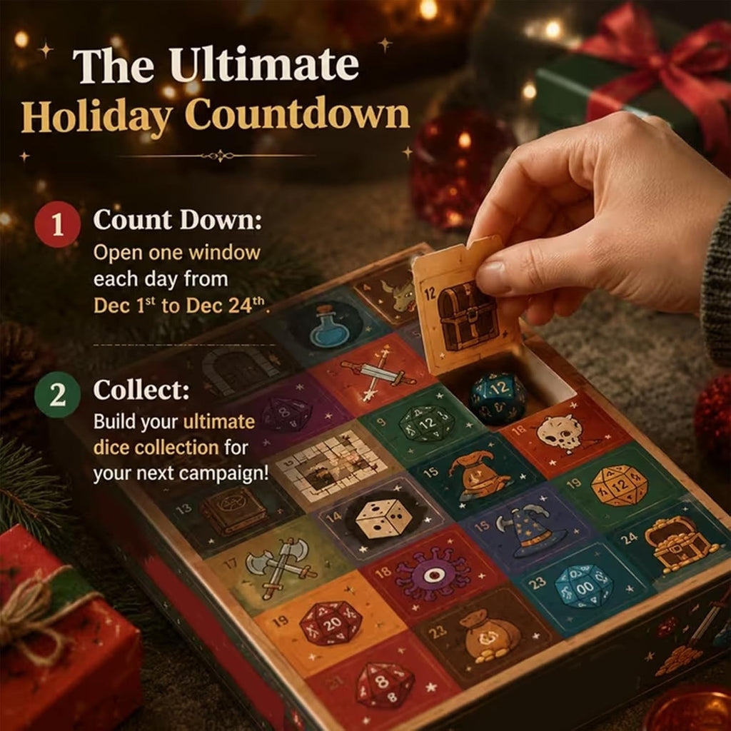 Polyhedral Dice Advent Calendar 24 Days Christmas Countdown Dice Set for Game Player