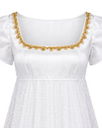 Women 19th Vintage Ball Gown White Victorian Maxi Dress with Gloves 2pcs Suit for Masquerade