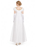 Women 19th Vintage Ball Gown White Victorian Maxi Dress with Gloves 2pcs Suit for Masquerade