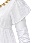 Women 19th Vintage Ball Gown White Victorian Maxi Dress with Gloves 2pcs Suit for Masquerade