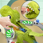 Kids Deformed Dinosaur Toy Sliding Track Car Storage Car Three Forms Toy with Alloy Car