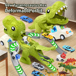 Kids Deformed Dinosaur Toy Sliding Track Car Storage Car Three Forms Toy with Alloy Car