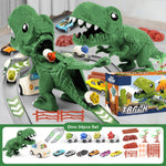 Kids Deformed Dinosaur Toy Sliding Track Car Storage Car Three Forms Toy with Alloy Car
