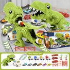 Kids Deformed Dinosaur Toy Sliding Track Car Storage Car Three Forms Toy with Alloy Car