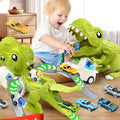 Kids Deformed Dinosaur Toy Sliding Track Car Storage Car Three Forms Toy with Alloy Car