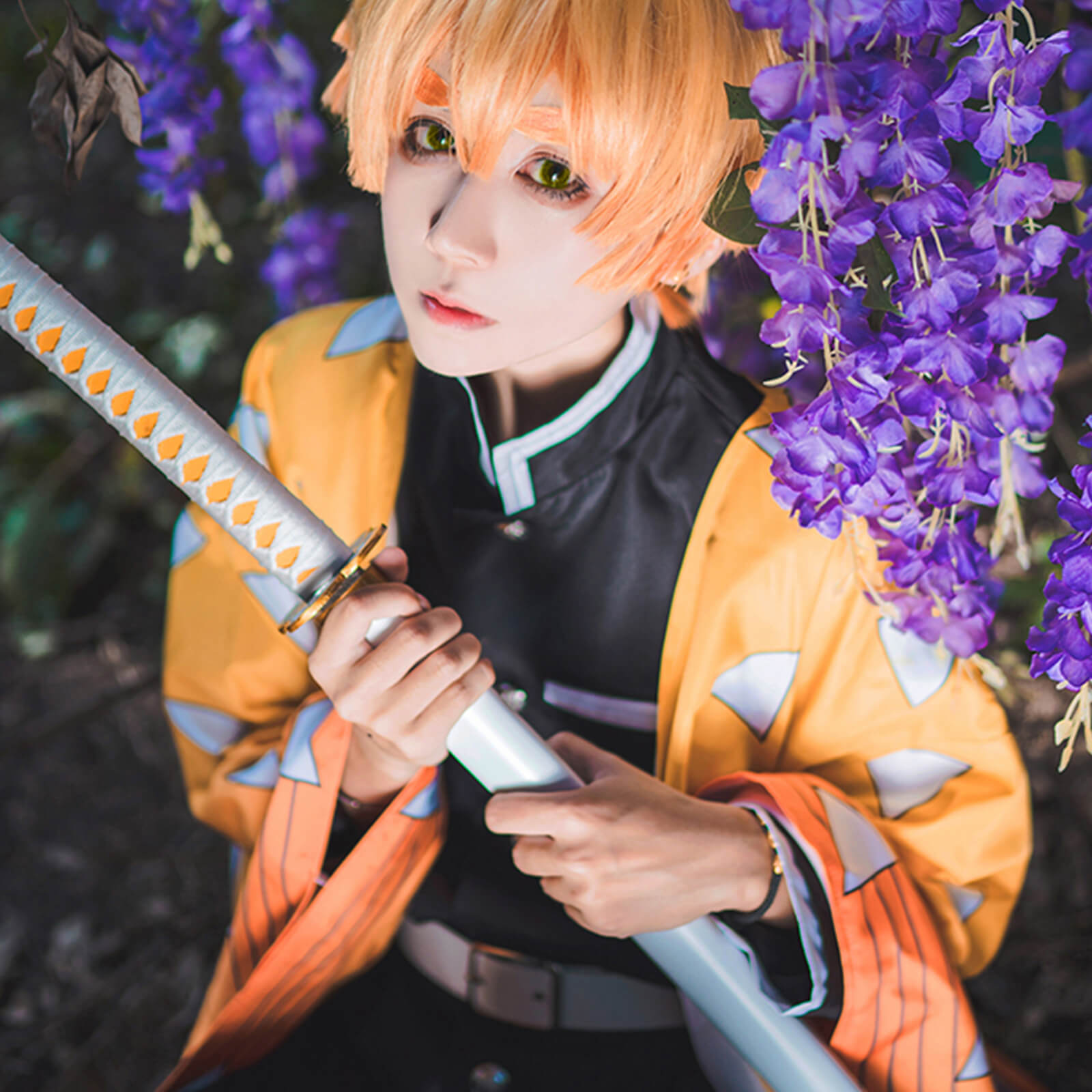 Zenitsu Costume Adult Kids Comic-Con Party Zenitsu Cosplay Outfit Full Set