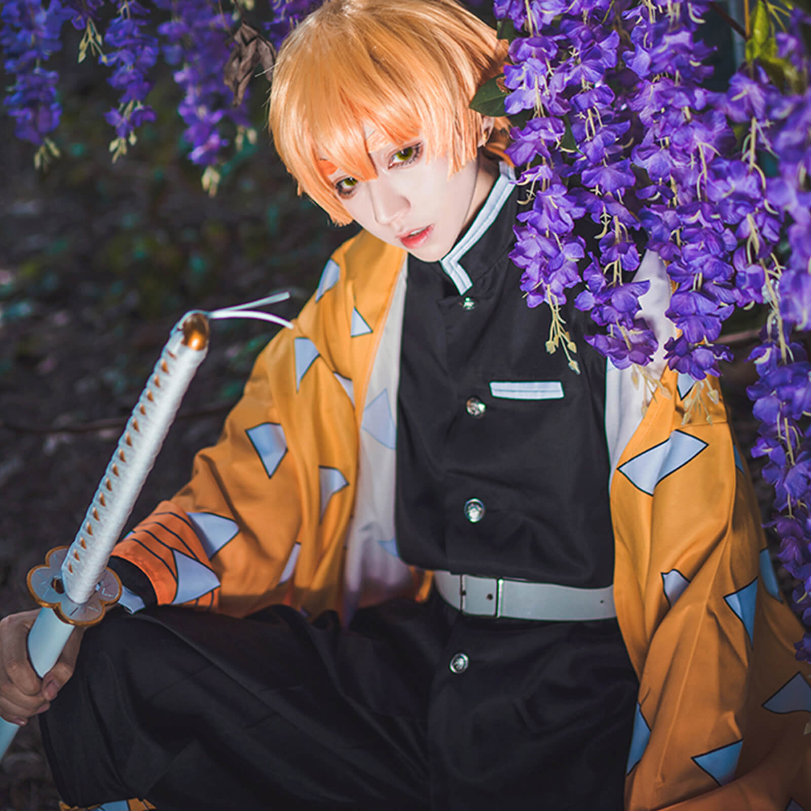 Zenitsu Costume Adult Kids Comic-Con Party Zenitsu Cosplay Outfit Full Set