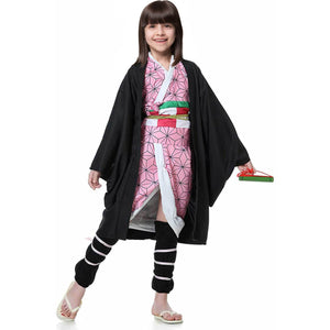 Nezuko Kamado Costume Halloween Cosplay Dress Outfit Full Set For Kids and Adult