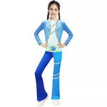 Kids Chloe Charming Outfit Blue Shirt and Flared Pants 2Pcs Suit for Halloween Carnival