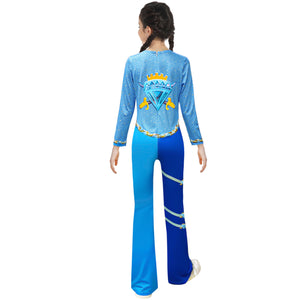 Kids Chloe Charming Outfit Blue Shirt and Flared Pants 2Pcs Suit for Halloween Carnival