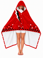 Princess Red Broken Heart Plush Throw Wonderland Red Hooded Blanket with Lightning Print & Button Front Pocket