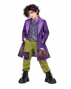 Wonderland Mad Milliner Costume Purple Trench Coat Pants and Shirt 3pcs Set for Kids Adults Halloween Cosplay