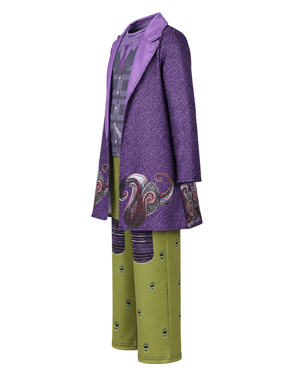 Wonderland Mad Milliner Costume Purple Trench Coat Pants and Shirt 3pcs Set for Kids Adults Halloween Cosplay