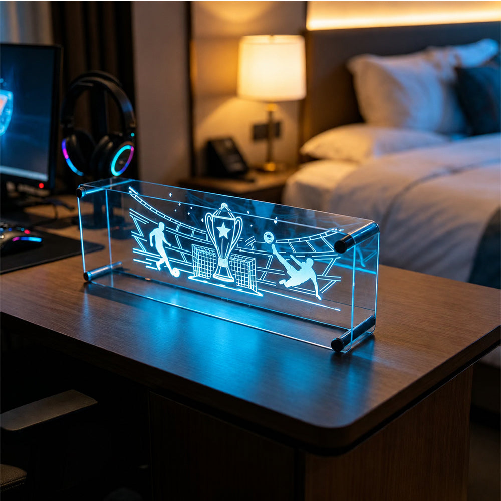 Desk Lamp Soccer LED Neon Acrylic Sign with Dynamic Color Effect for Indoors and Outdoors Decoration