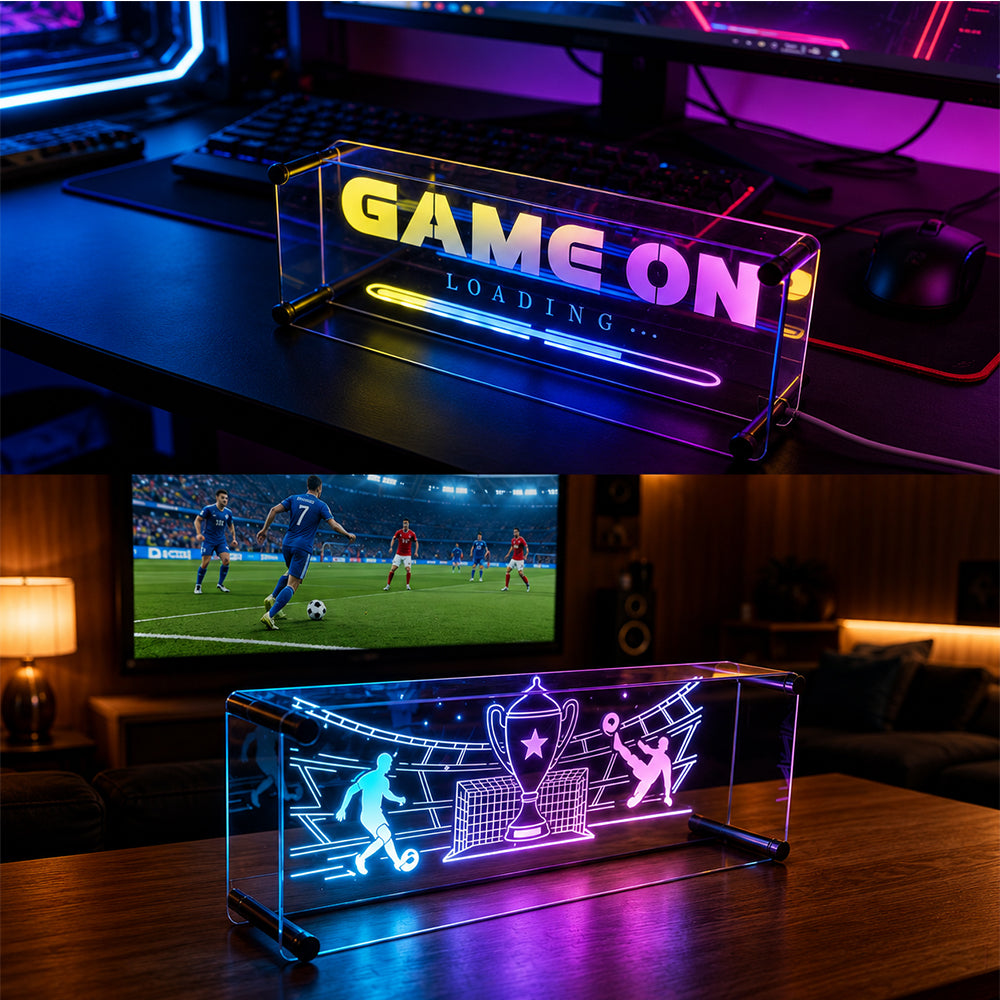 Desk Lamp Soccer LED Neon Acrylic Sign with Dynamic Color Effect for Indoors and Outdoors Decoration