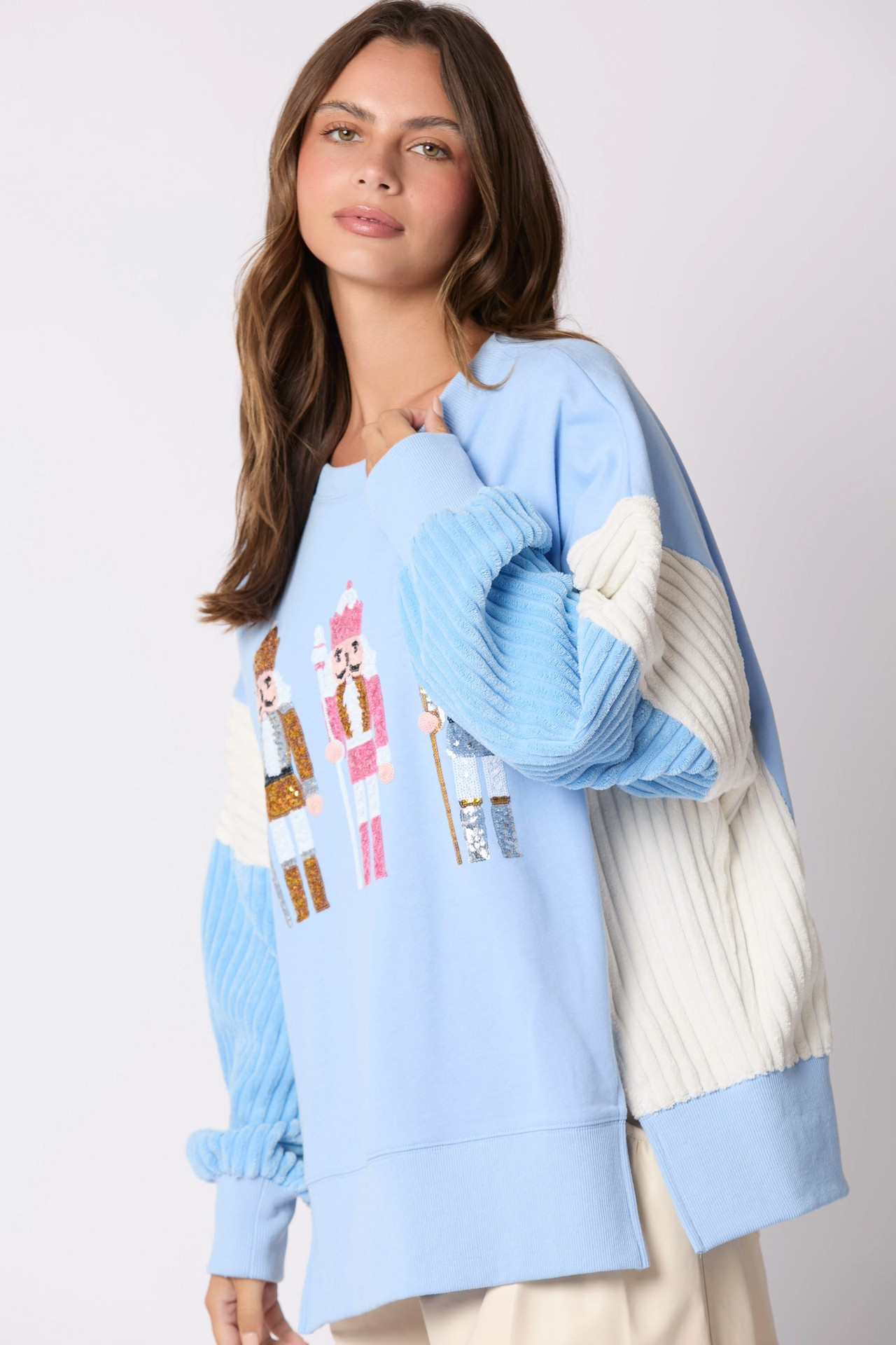 Adult Christmas Sweatshirt Festive Sequined Pullover Xmas Party Clothes