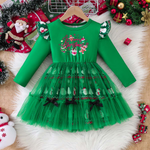 Kids LED Dress Christmas Green Light Up Dress with Headband 2pcs Suit for Party