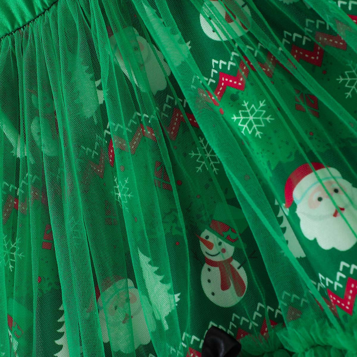 Kids LED Dress Christmas Green Light Up Dress with Headband 2pcs Suit for Party