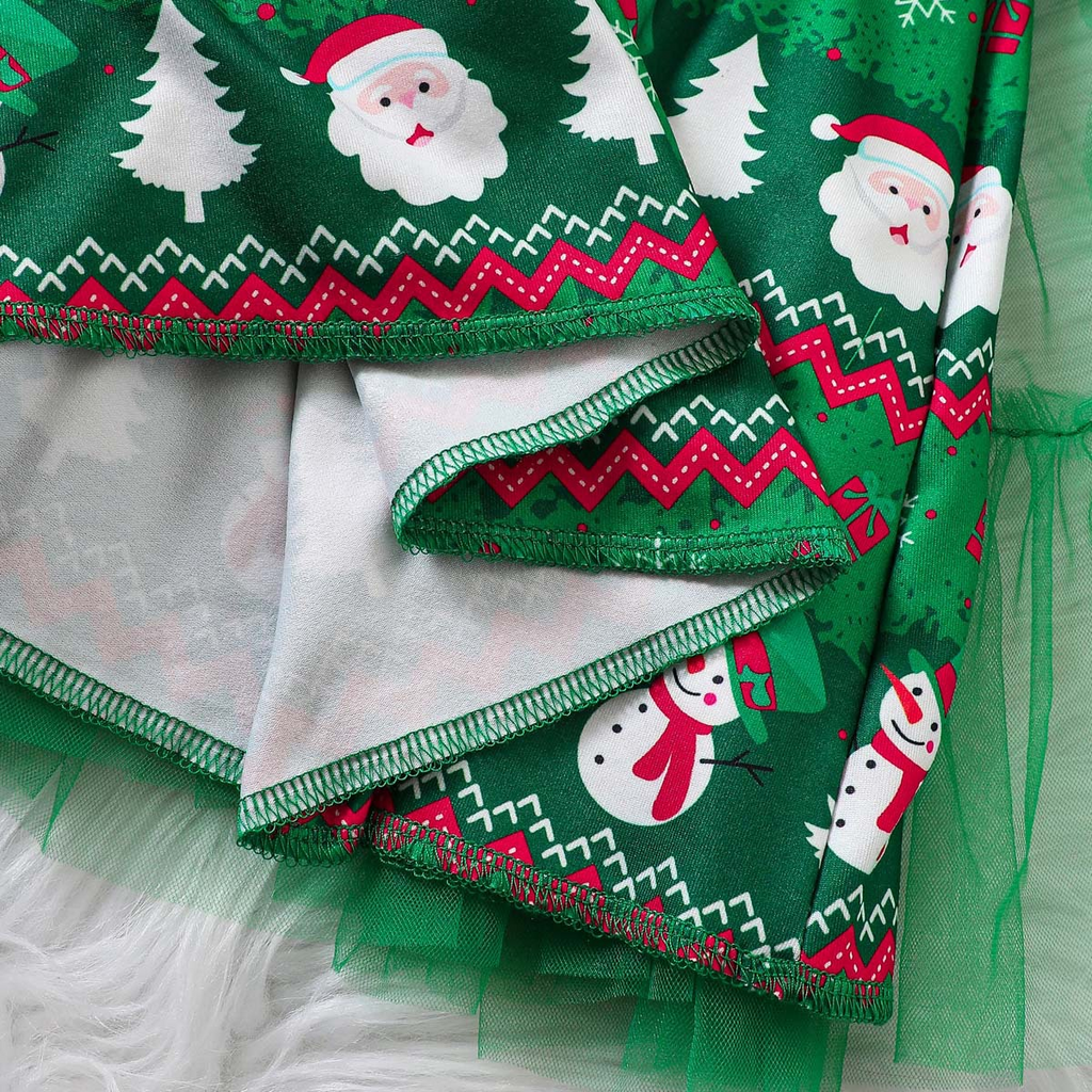 Kids LED Dress Christmas Green Light Up Dress with Headband 2pcs Suit for Party