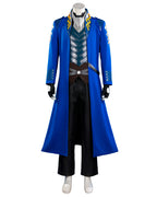 Men's Fighter Uniform Blue Trench Coat Pants and Vest Suit for Anime Expo Halloween Cosplay