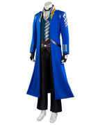 Men's Fighter Uniform Blue Trench Coat Pants and Vest Suit for Anime Expo Halloween Cosplay