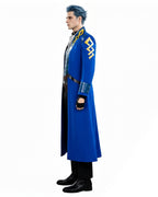 Men's Fighter Uniform Blue Trench Coat Pants and Vest Suit for Anime Expo Halloween Cosplay