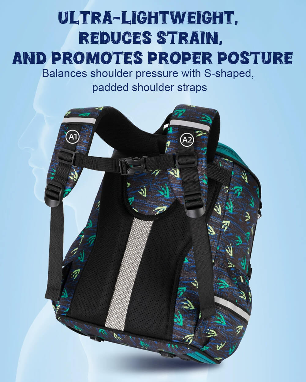 Dino 3D Backpack Kids Primary School Lightweight T-rex Backpack with Spine Protection