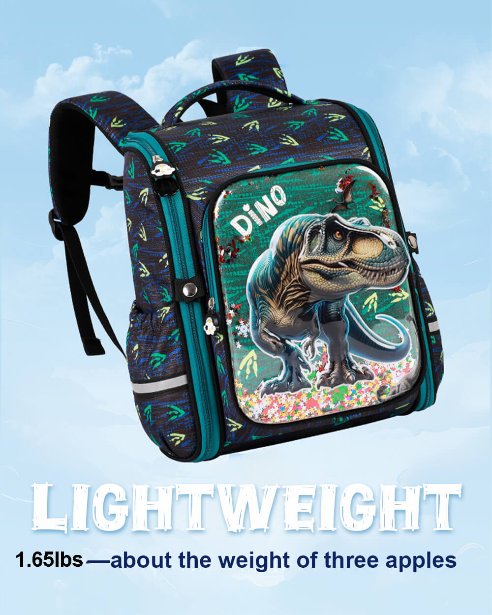 Dino 3D Backpack Kids Primary School Lightweight T-rex Backpack with Spine Protection