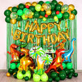 137pcs Dino Birthday Party Kit Balloon Arch Jungle Party Decorations with Green Tinsel Curtain