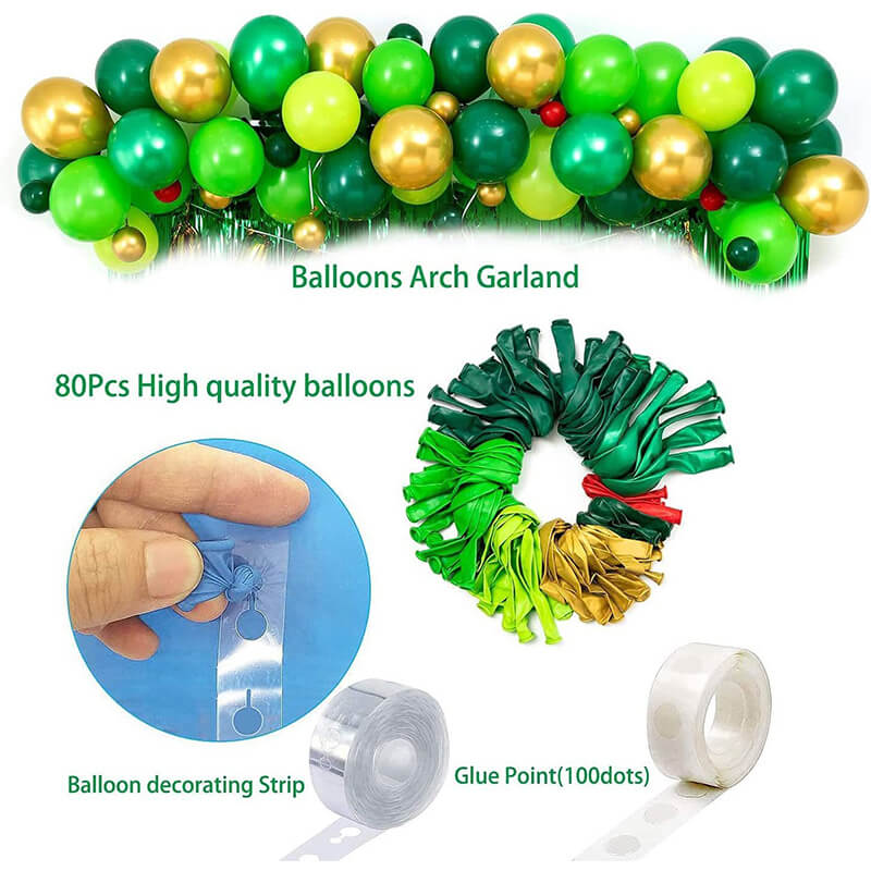 137pcs Dino Birthday Party Kit Balloon Arch Jungle Party Decorations with Green Tinsel Curtain