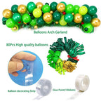 137pcs Dino Birthday Party Kit Balloon Arch Jungle Party Decorations with Green Tinsel Curtain