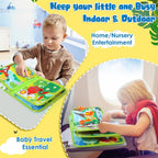 Dino Busy Book Interactive Fabric Book with Removable Dino Figures for Toddlers 12 Months+