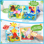 Dino Busy Book Interactive Fabric Book with Removable Dino Figures for Toddlers 12 Months+