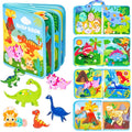 Dino Busy Book Interactive Fabric Book with Removable Dino Figures for Toddlers 12 Months+