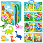 Dino Busy Book Interactive Fabric Book with Removable Dino Figures for Toddlers 12 Months+