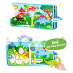 Dino Busy Book Interactive Fabric Book with Removable Dino Figures for Toddlers 12 Months+