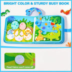 Dino Busy Book Interactive Fabric Book with Removable Dino Figures for Toddlers 12 Months+