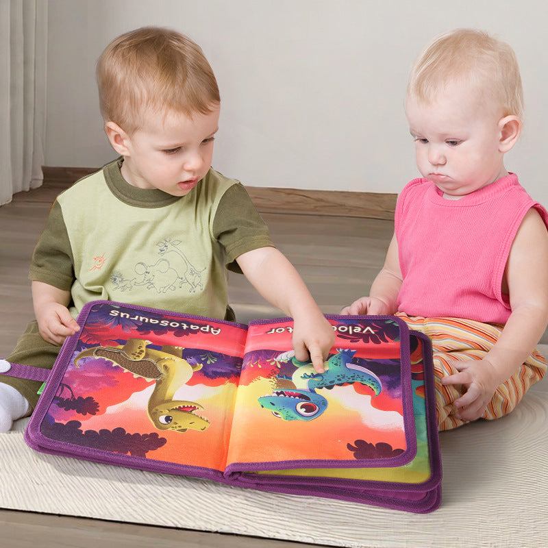 Dino Cloth Book Touch Soft Book Interactive Educational Sensory Play Book for Toddlers 6 Months +