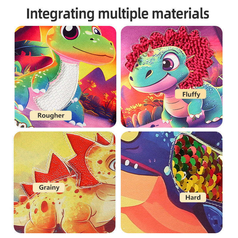 Dino Cloth Book Touch Soft Book Interactive Educational Sensory Play Book for Toddlers 6 Months +