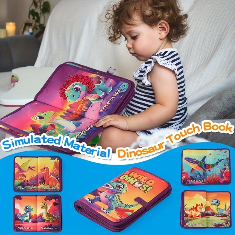 Dino Cloth Book Touch Soft Book Interactive Educational Sensory Play Book for Toddlers 6 Months +